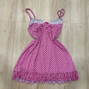 Betsy Johnson pink heart print babydoll nightgown Size M #coquette #lingerie
